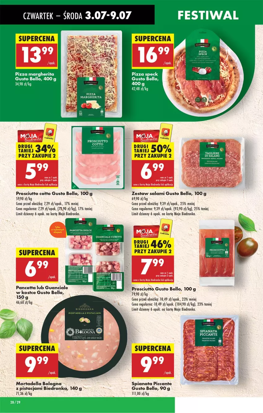 Gazetka promocyjna Biedronka - Od Czwartku - ważna 03.07 do 09.07.2025 - strona 30 - produkty: Bell, Dell, Mortadella, Pizza, Pizza margherita, Por, Prosciutto, Salami