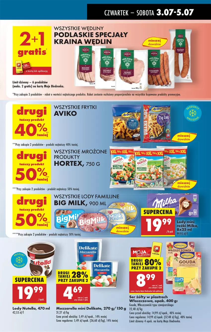 Gazetka promocyjna Biedronka - Od Czwartku - ważna 03.07 do 09.07.2025 - strona 43 - produkty: Cars, Frytki, Gouda, Gra, Lody, Mozzarella, Nutella, Podlaski, Ser, Włoszczowski