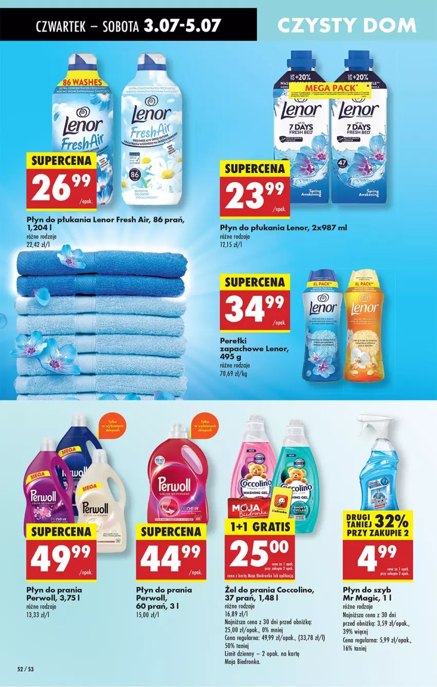 Gazetka promocyjna Biedronka - Od Czwartku - ważna 03.07 do 09.07.2025 - strona 58 - produkty: Coccolino, Lenor, Perełki zapachowe, Perwoll, Płyn do płukania, Płyn do prania, Płyn do szyb, Ser