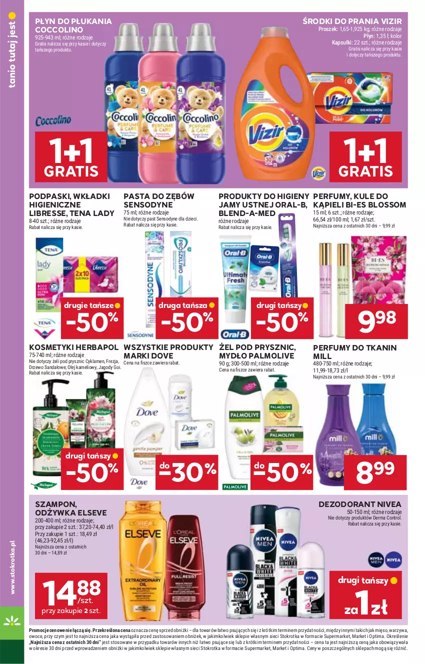 Gazetka promocyjna Stokrotka - Supermarket - ważna 17.09 do 23.09.2026 - strona 36 - produkty: Blend-a-Med, Coccolino, Control, Cyklamen, Dezodorant, Dove, Dzieci, Elseve, Gra, Herbapol, Jagody, Mięso, Mydło, Nivea, Odżywka, Olej, Optima, Owoce, Palmolive, Pasta do zębów, Perfum, Płyn do płukania, Podpaski, Sandał, Sensodyne, Szampon, Vizir, Warzywa, Wkładki