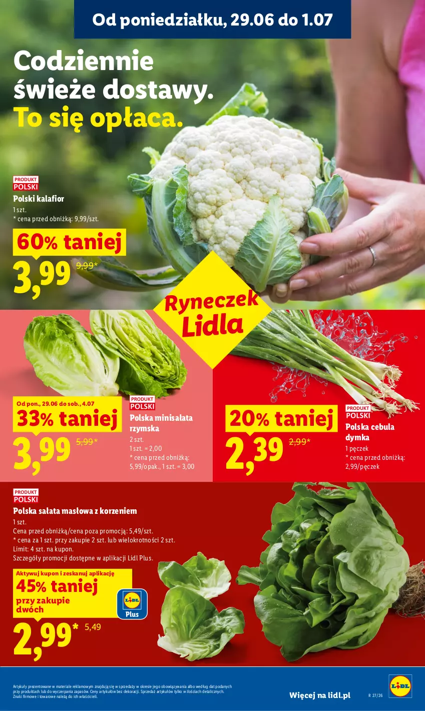 Gazetka promocyjna Lidl - Gazetka ważna od 29.06 do 1.07 - ważna 29.06 do 01.07.2026 - strona 31 - produkty: Cebula, Kalafior, Masło, Sałat, Sałata masłowa