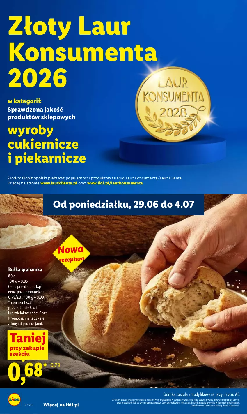 Gazetka promocyjna Lidl - Gazetka ważna od 29.06 do 1.07 - ważna 29.06 do 01.07.2026 - strona 36 - produkty: Bułka, Bułka grahamka, Cukier, Gra, Grafika, Laur