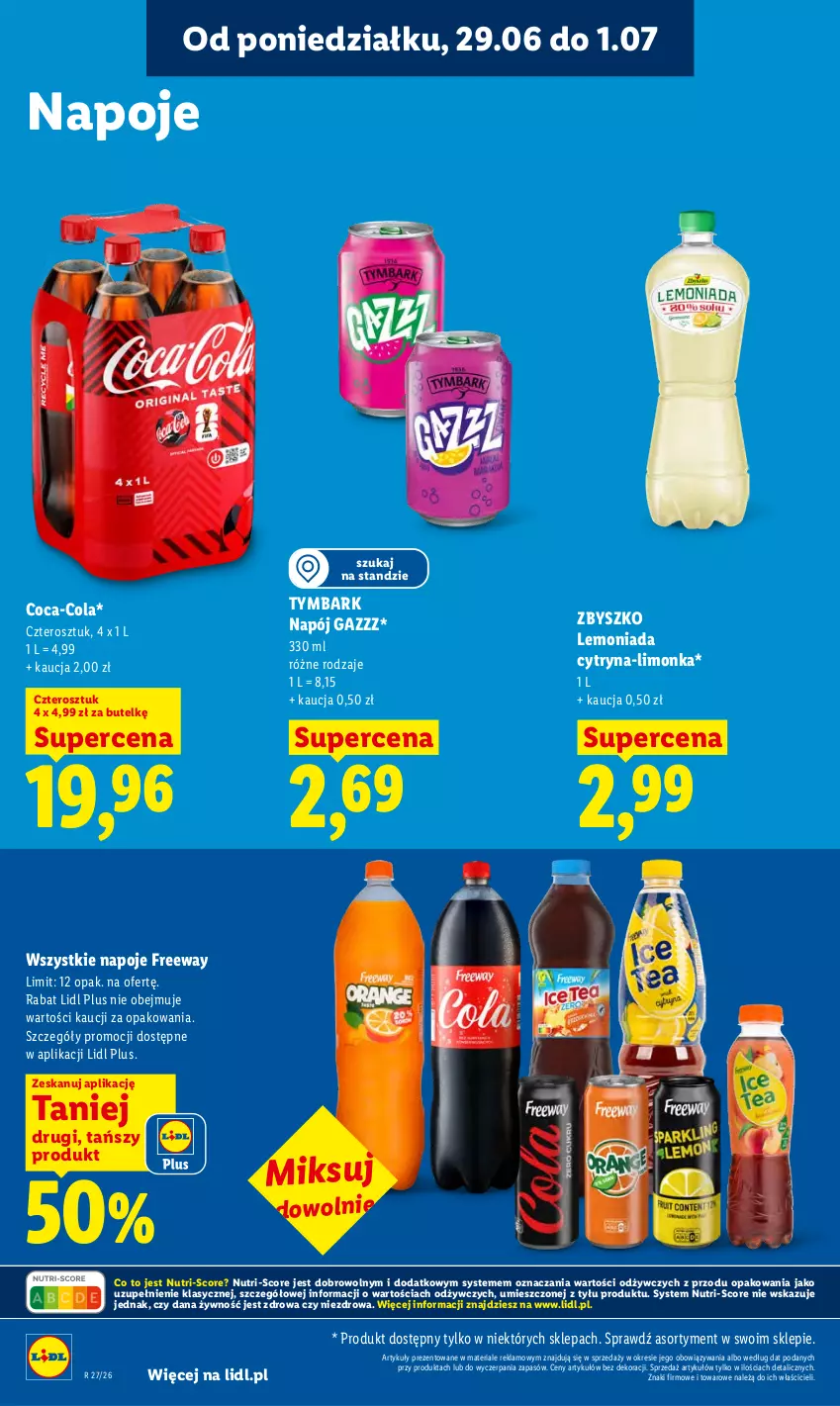 Gazetka promocyjna Lidl - Gazetka ważna od 29.06 do 1.07 - ważna 29.06 do 01.07.2026 - strona 62 - produkty: Coca-Cola, Lemoniada, Limonka, Napój, Napoje, Tymbark