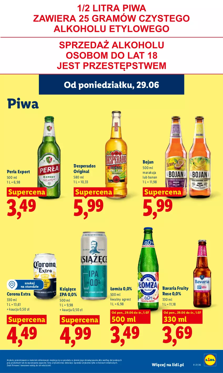 Gazetka promocyjna Lidl - Gazetka ważna od 29.06 do 1.07 - ważna 29.06 do 01.07.2026 - strona 67 - produkty: Corona Extra, Desperados, Gin, Gres, Książęce, Perła, Piwa, Por