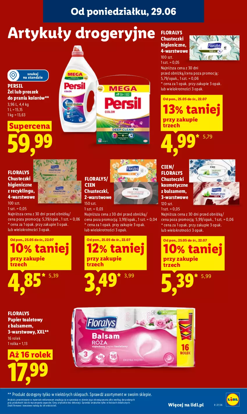 Gazetka promocyjna Lidl - Gazetka ważna od 29.06 do 1.07 - ważna 29.06 do 01.07.2026 - strona 81 - produkty: Chusteczki, Chusteczki kosmetyczne, Flora, Papier, Papier toaletowy, Persil, Proszek do prania