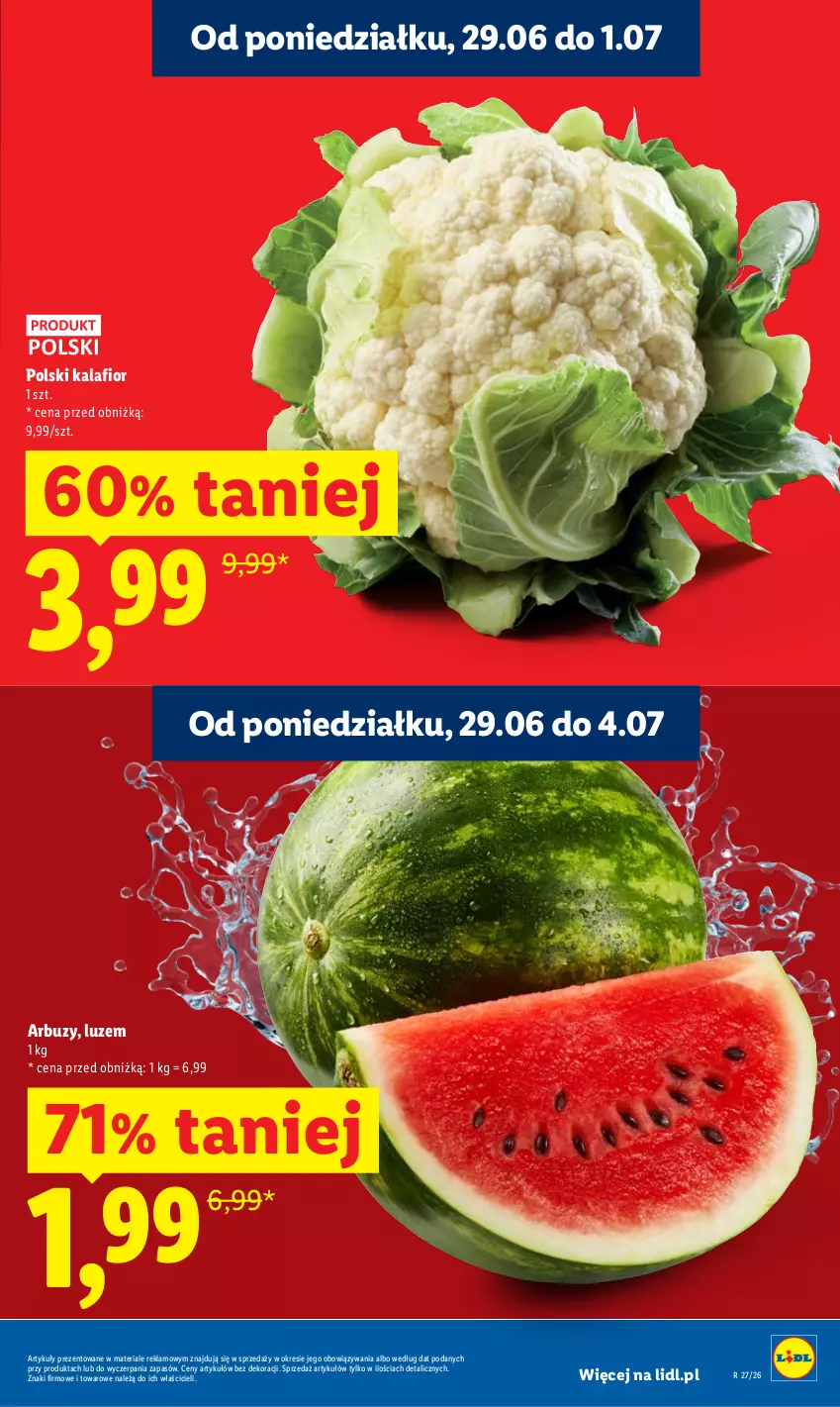 Gazetka promocyjna Lidl - Gazetka ważna od 29.06 do 1.07 - ważna 29.06 do 01.07.2026 - strona 9 - produkty: Arbuz, Kalafior
