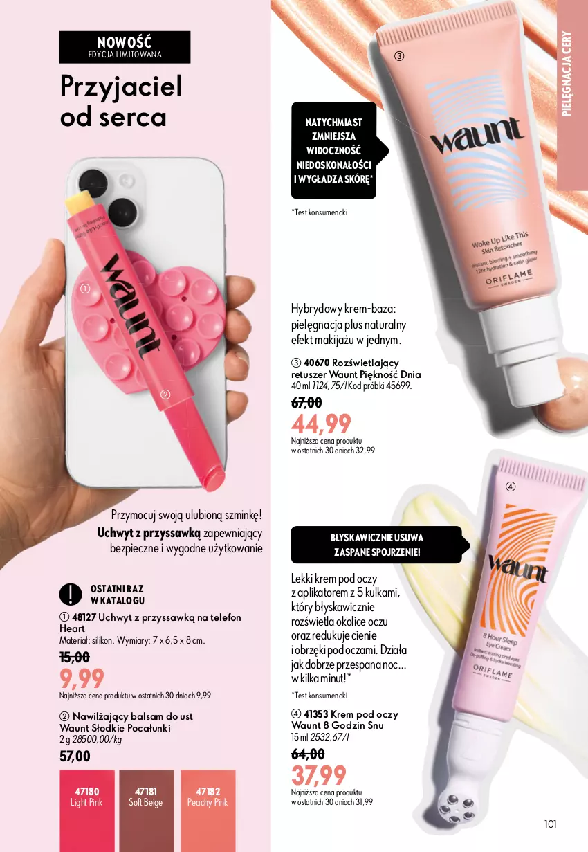 Gazetka promocyjna Oriflame - eKatalog 11 - ważna 29.07 do 18.08.2026 - strona 101 - produkty: Balsam do ust, Krem pod oczy, Makijaż, Nawilżający balsam, Piec, Ser, Telefon, Tusz