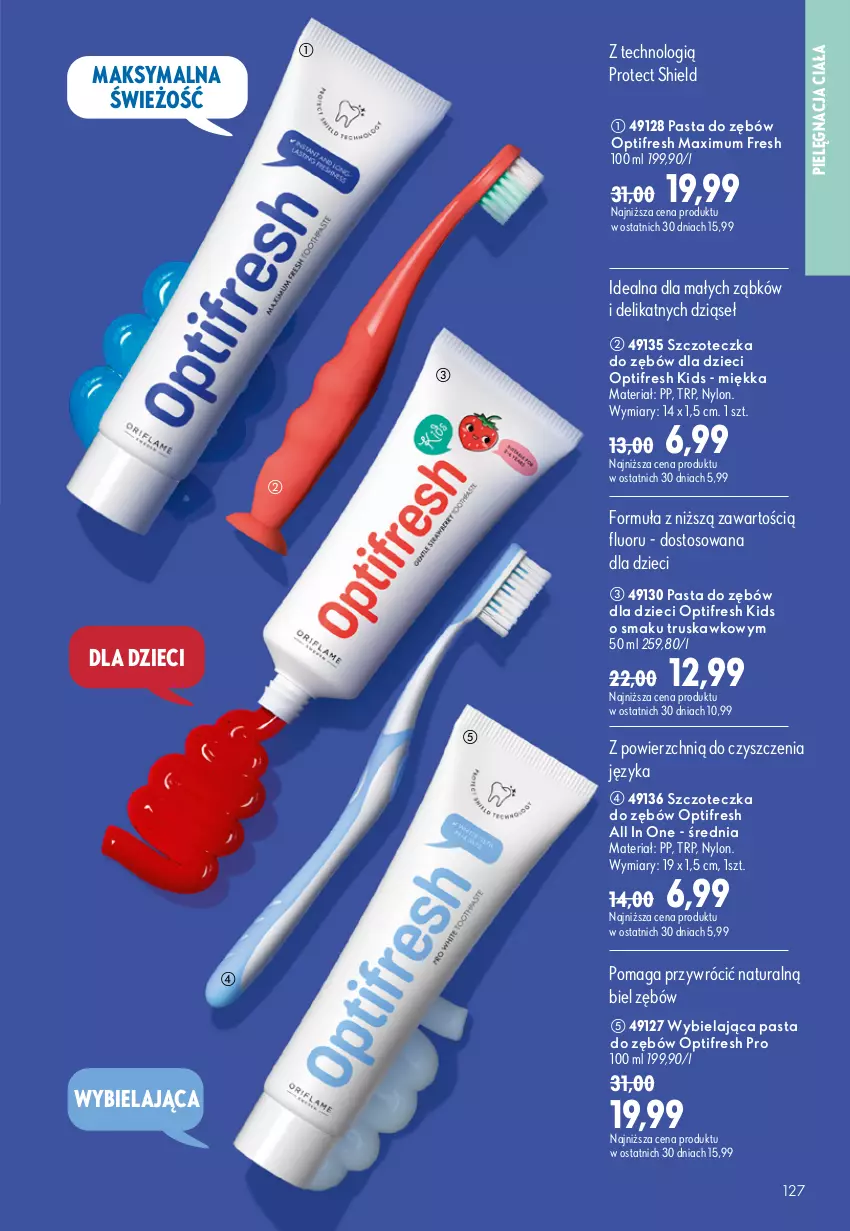 Gazetka promocyjna Oriflame - eKatalog 11 - ważna 29.07 do 18.08.2026 - strona 127 - produkty: Dzieci, Optifresh, Pasta do zębów, Szczoteczka, Szczoteczka do zębów