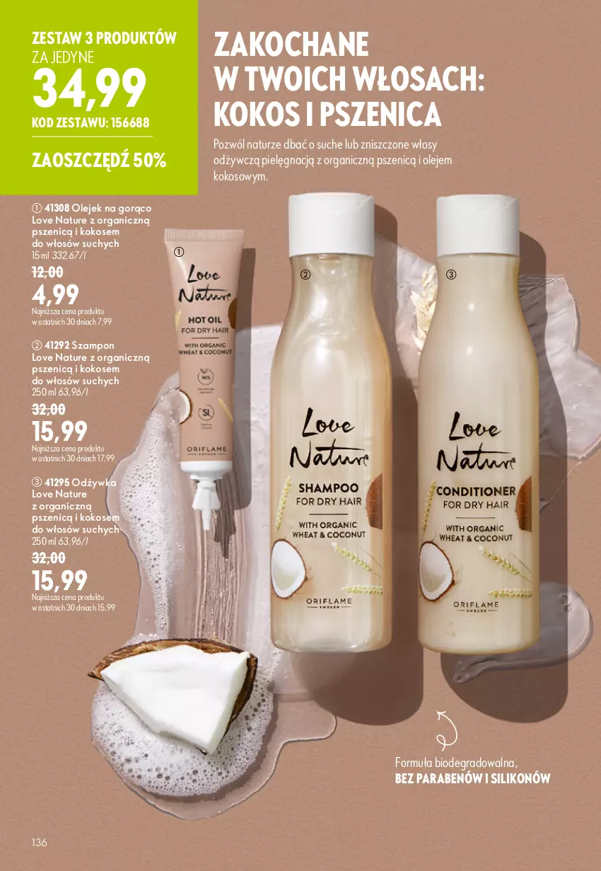 Gazetka promocyjna Oriflame - eKatalog 11 - ważna 29.07 do 18.08.2026 - strona 136 - produkty: Gra, Koc, Kokos, Love Nature, Odżywka, Olej, Szampon