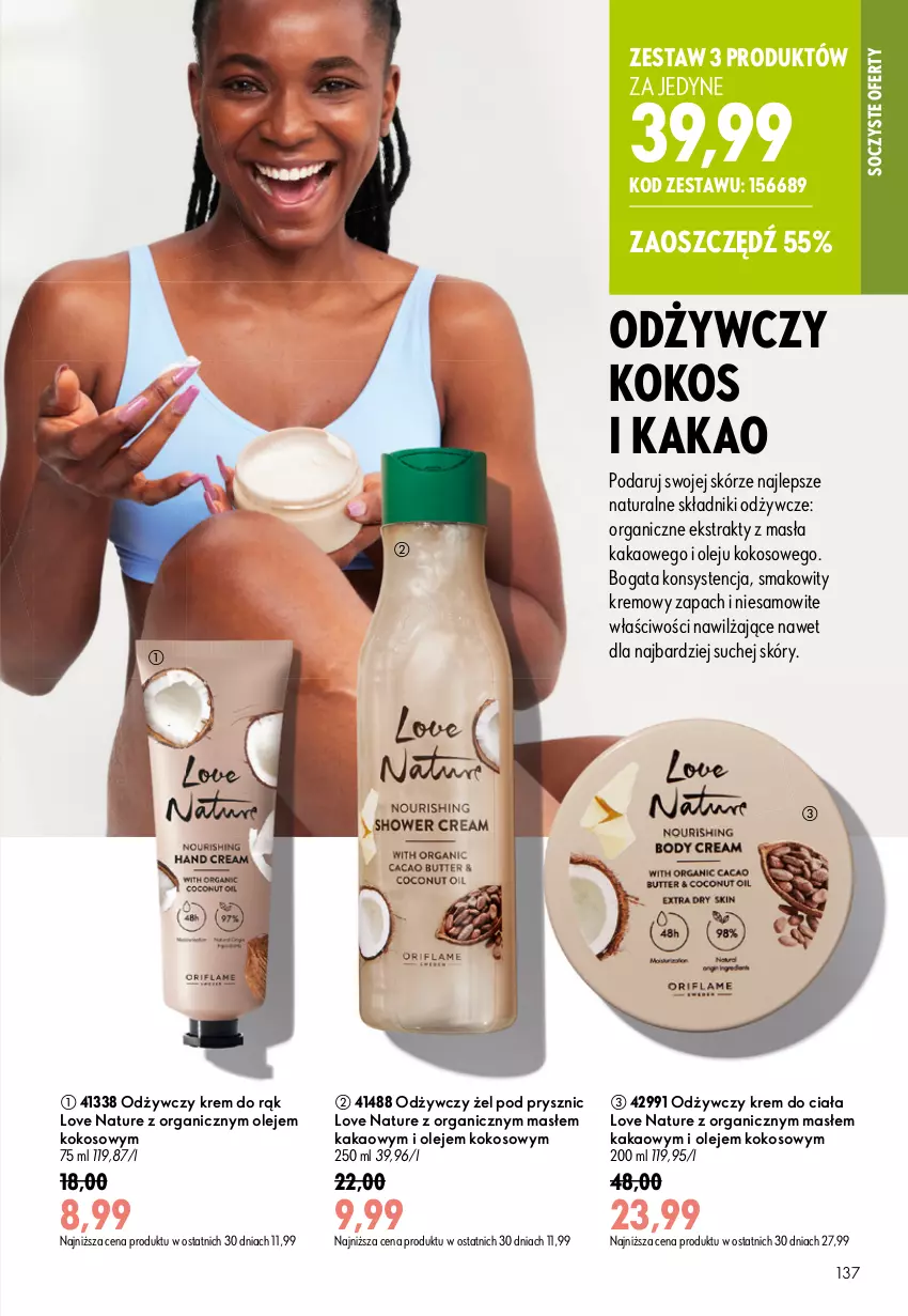 Gazetka promocyjna Oriflame - eKatalog 11 - ważna 29.07 do 18.08.2026 - strona 137 - produkty: Kakao, Kokos, Krem do ciała, Krem do rąk, Love Nature, Olej