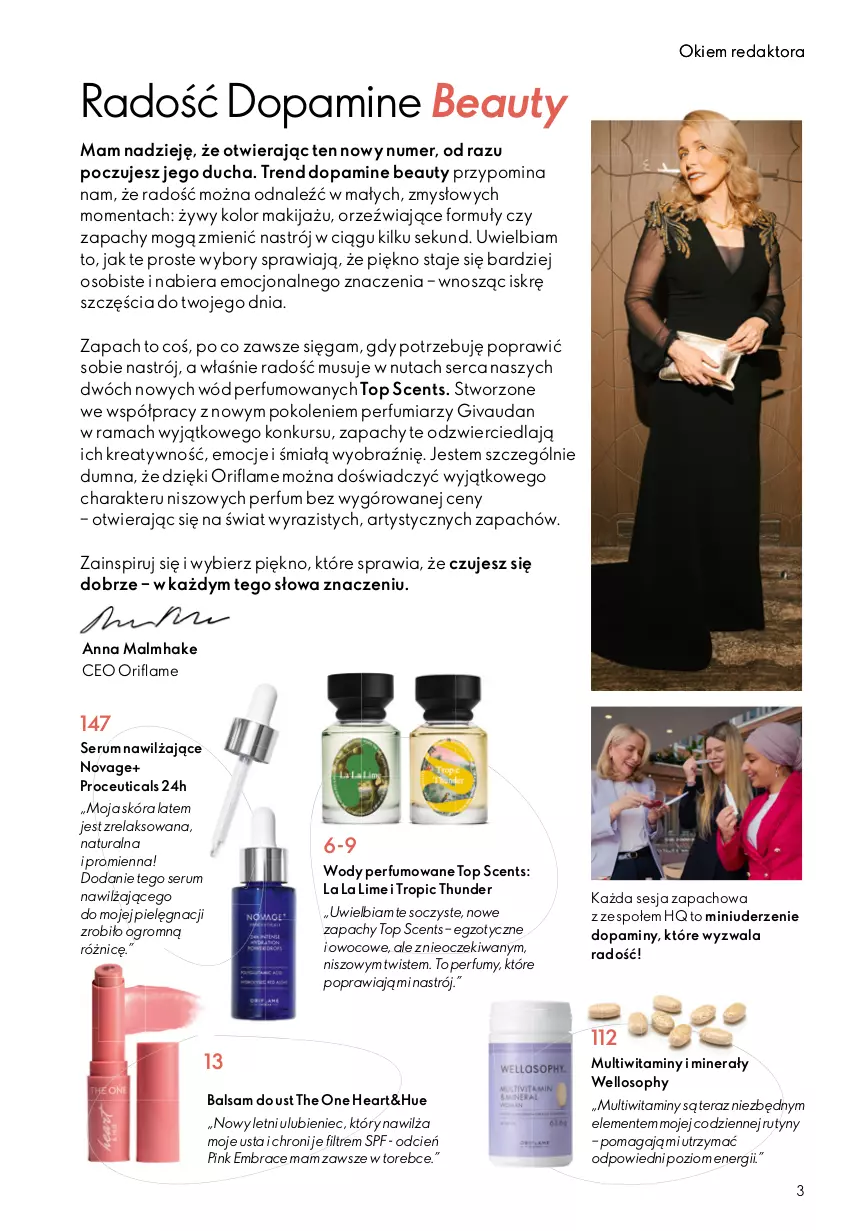 Gazetka promocyjna Oriflame - eKatalog 11 - ważna 29.07 do 18.08.2026 - strona 3 - produkty: Balsam do ust, Cień, Makijaż, Malm, Mus, NovAge, Oriflame, Perfum, Rama, Rum, Ser, Serum, Tera, The ONE, Top