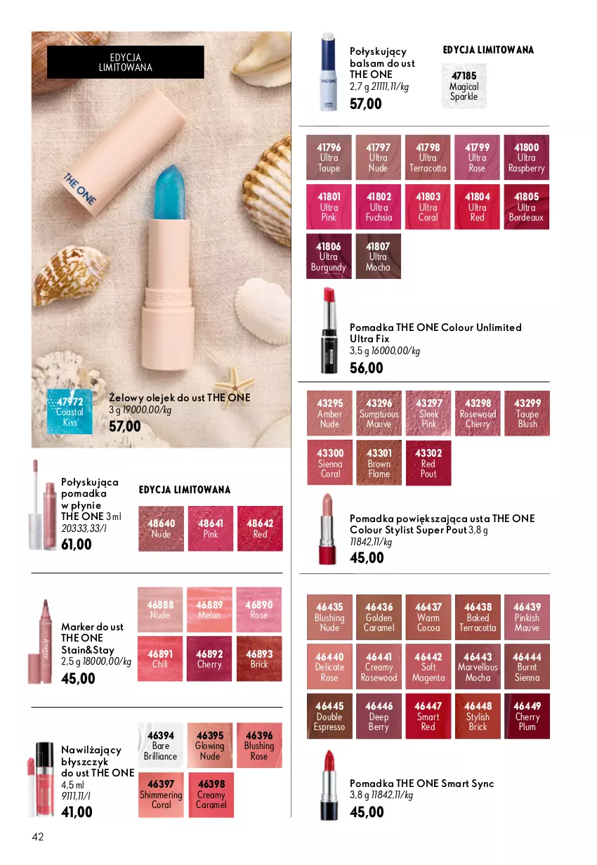 Gazetka promocyjna Oriflame - eKatalog 11 - ważna 29.07 do 18.08.2026 - strona 42 - produkty: Balsam do ust, Błyszczyk do ust, Bordeaux, Marker, Melon, Olej, The ONE