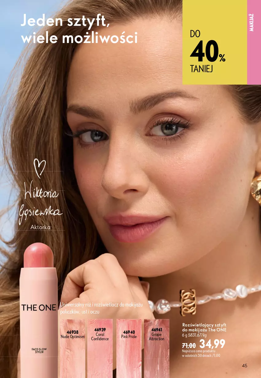 Gazetka promocyjna Oriflame - eKatalog 11 - ważna 29.07 do 18.08.2026 - strona 45 - produkty: Gra, Makijaż, Orka, Rozświetlacz, The ONE