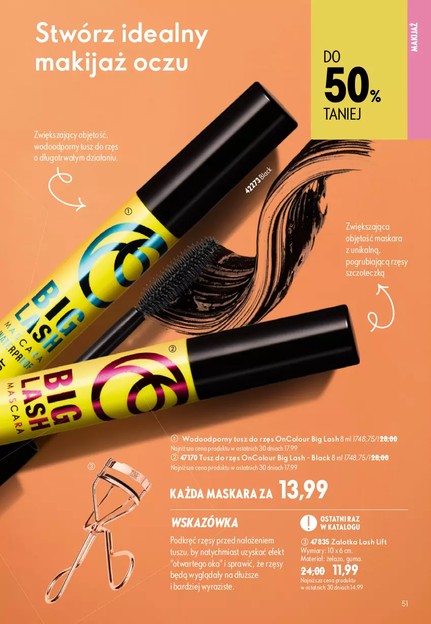Gazetka promocyjna Oriflame - eKatalog 11 - ważna 29.07 do 18.08.2026 - strona 51 - produkty: Lack, Makijaż, Maska, Maskara, OnColour, Por, Tusz