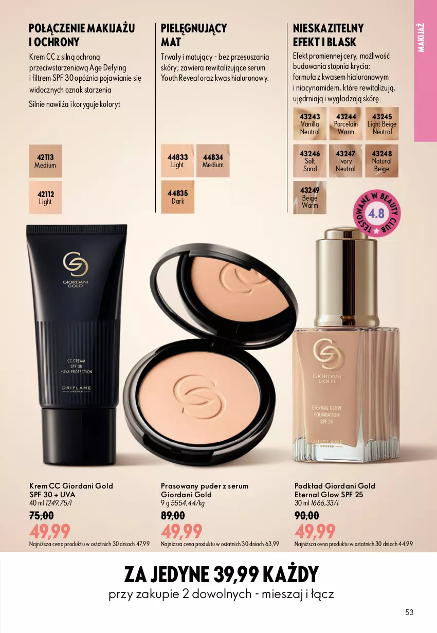 Gazetka promocyjna Oriflame - eKatalog 11 - ważna 29.07 do 18.08.2026 - strona 53 - produkty: Giordani Gold, Makijaż, Podkład, Por, Puder, Rum, Ser, Serum, Top