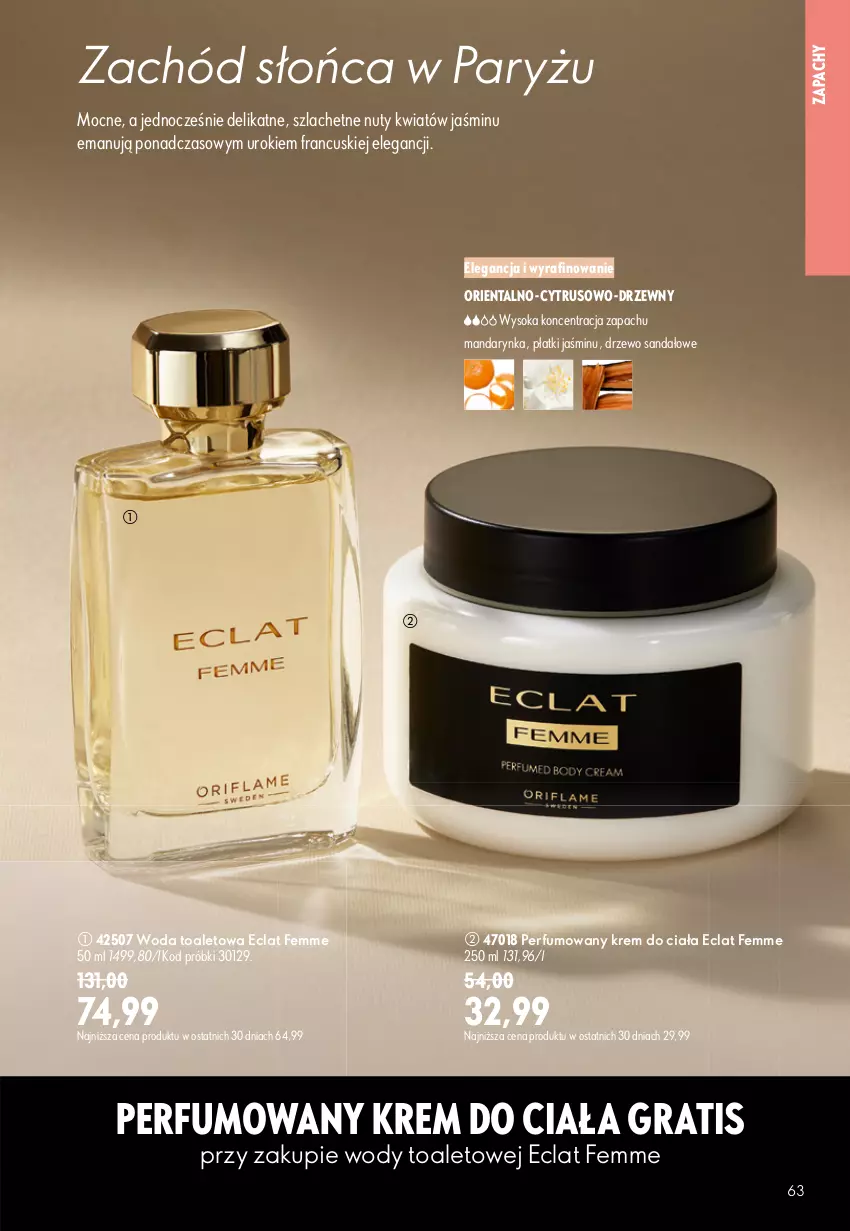 Gazetka promocyjna Oriflame - eKatalog 11 - ważna 29.07 do 18.08.2026 - strona 63 - produkty: Eclat, Gra, Krem do ciała, Nuty, Perfum, Ryż, Sandał, Sok, Woda, Woda toaletowa