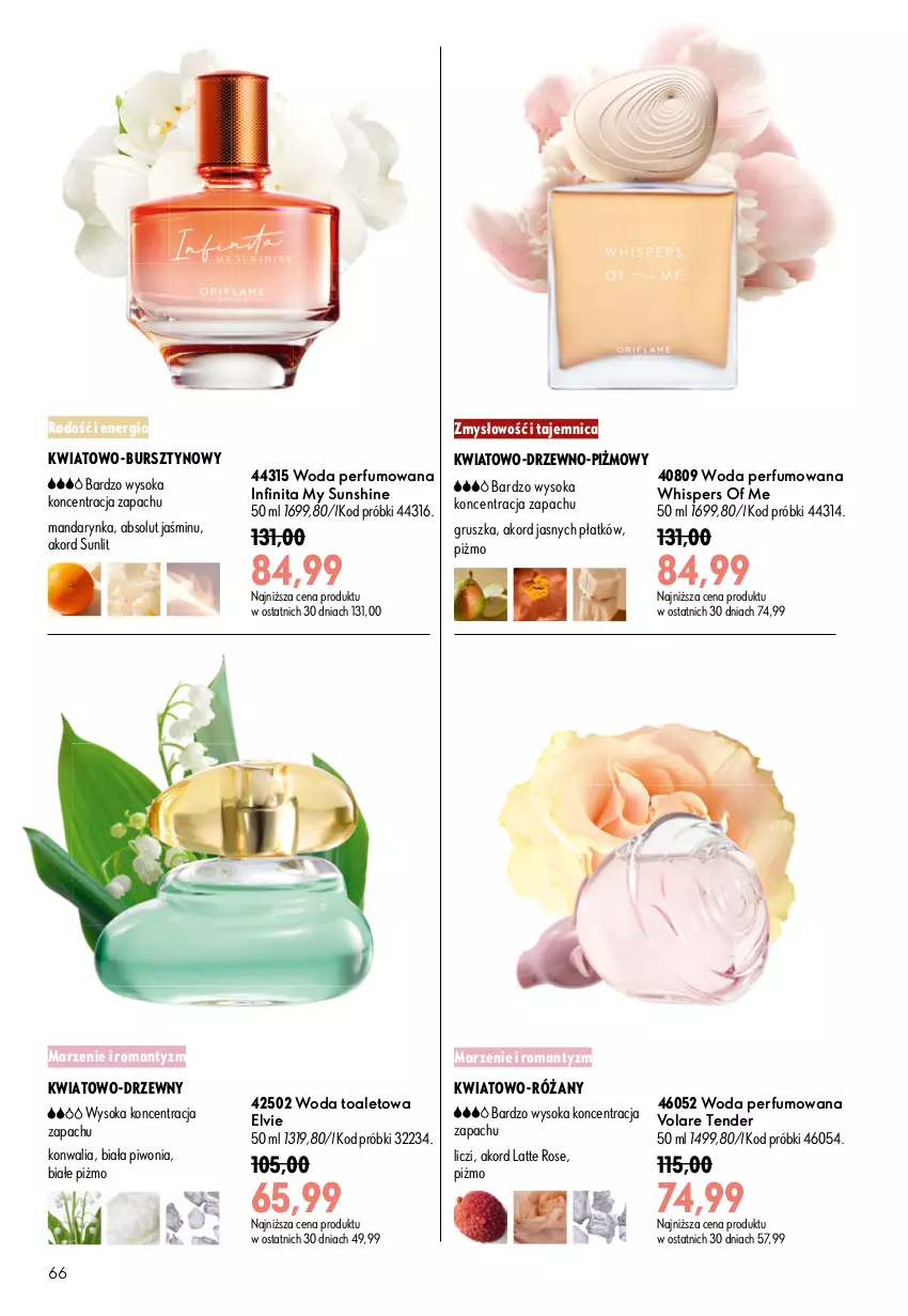 Gazetka promocyjna Oriflame - eKatalog 11 - ważna 29.07 do 18.08.2026 - strona 66 - produkty: Absolut, Bursztyn, Elvie, Liczi, Perfum, Piwo, Róża, Sok, Volare, Woda, Woda perfumowana, Woda toaletowa