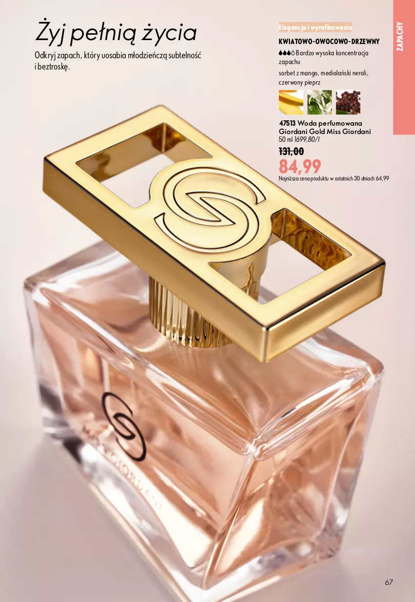 Gazetka promocyjna Oriflame - eKatalog 11 - ważna 29.07 do 18.08.2026 - strona 67 - produkty: Giordani Gold, Mango, Miss Giordani, Perfum, Pieprz, Sok, Woda, Woda perfumowana