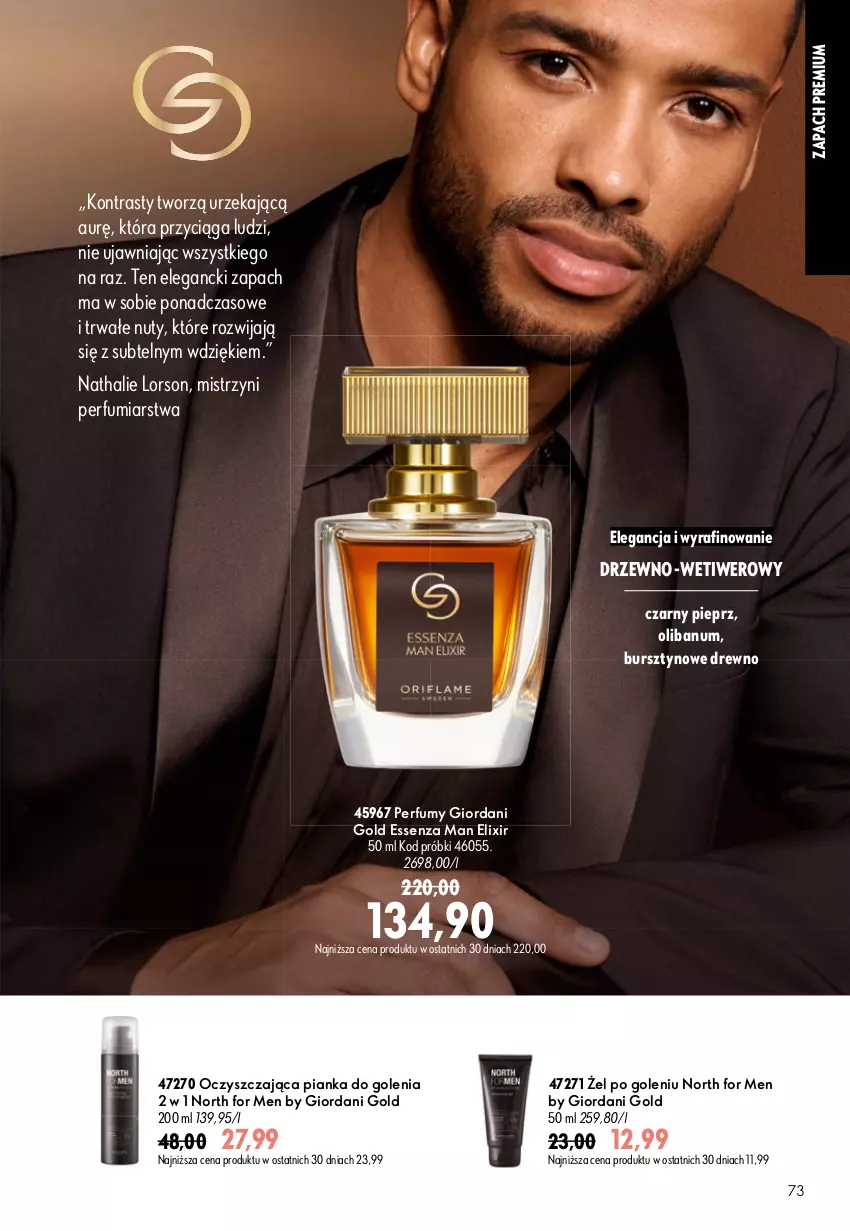Gazetka promocyjna Oriflame - eKatalog 11 - ważna 29.07 do 18.08.2026 - strona 73 - produkty: Bursztyn, Giordani Gold, North for Men, Nuty, Perfum, Pianka do golenia, Pieprz