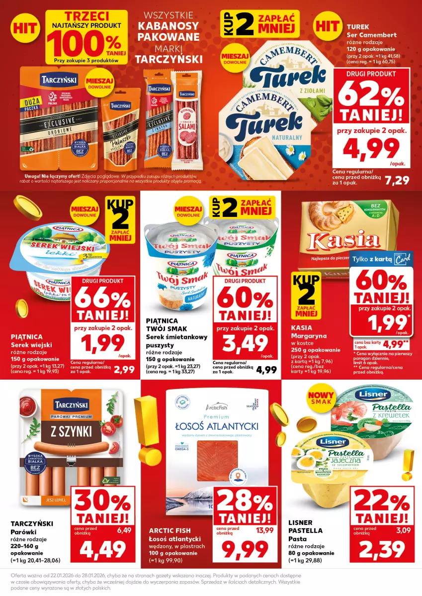 Gazetka promocyjna Kaufland - Mocny Start - ważna 26.01 do 28.01.2026 - strona 5 - produkty: Kabanos, Lisner, Parówki, Pastella, Piątnica, Ser, Serek, Tarczyński, Twój Smak