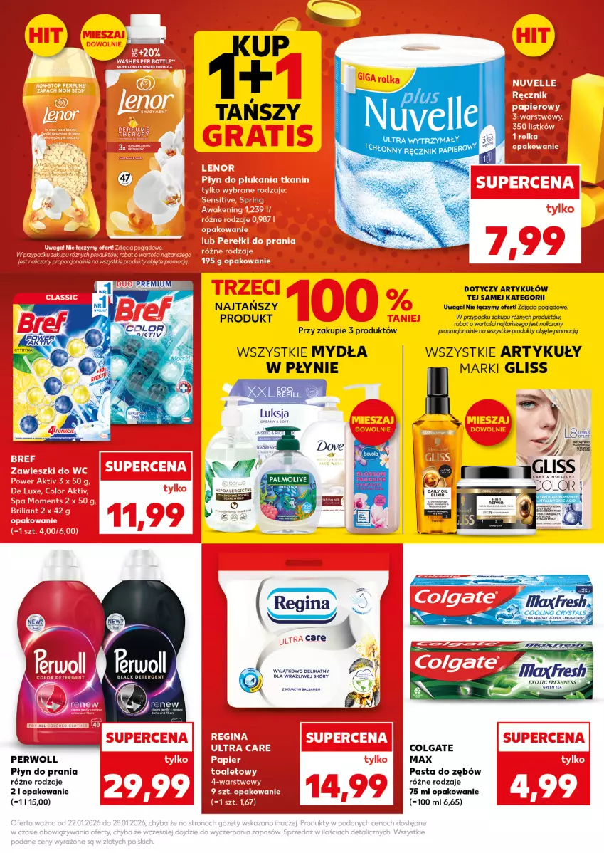Gazetka promocyjna Kaufland - Mocny Start - ważna 26.01 do 28.01.2026 - strona 7 - produkty: Colgate, Gin, LG, Mydło, Papier, Pasta do zębów, Perwoll, Płyn do prania, Por, Ręcznik, Waga