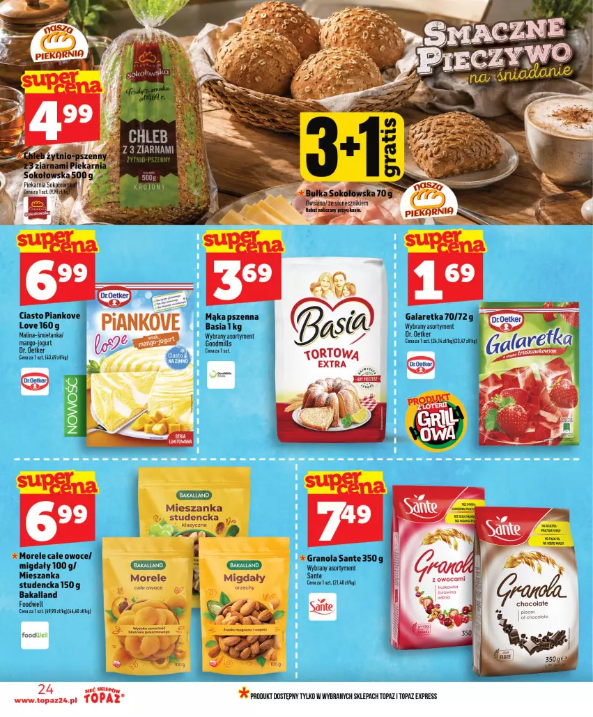 Gazetka promocyjna Topaz - Gazetka - ważna 11.06 do 17.06.2026 - strona 24 - produkty: Bakalland, Basia, Dr. Oetker, Fa, Gala, Galaretka, Gra, Granola, Koc, Mąka, Owoce, Sante, Sok, Top