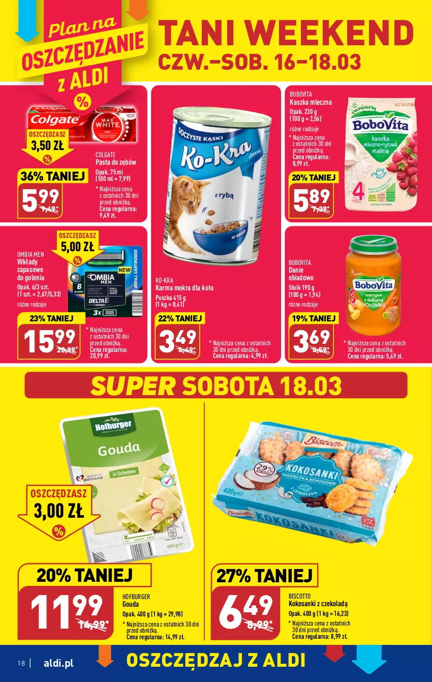 Gazetka promocyjna Aldi - Pełen katalog - ważna 13.03 do 18.03.2023 - strona 18 - produkty: BoboVita, Burger, Colgate, Gouda, Hofburger, Kokos, LG, Pasta do zębów, Sanki