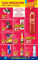Gazetka promocyjna Aldi - Pełen katalog - Gazetka - ważna od 18.03 do 18.03.2023 - strona 17 - produkty: Piwa, Piwo, Sok, Gra, Kasztelan, Jutrzenka, Red Bull, Chipsy, Corona Extra, Crunchips, Sok pomidorowy, Lorenz, Woda mineralna, Woda, Napój