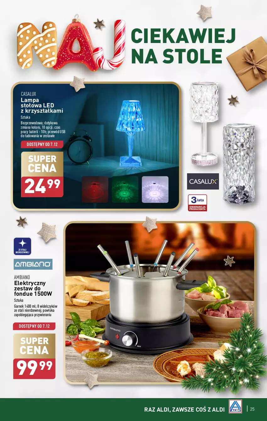 Gazetka promocyjna Aldi - Najlepsze prezenty - ważna 06.11 do 24.12.2024 - strona 25 - produkty: Fondue, Garnek, Lampa, Lampa stołowa, Przewód