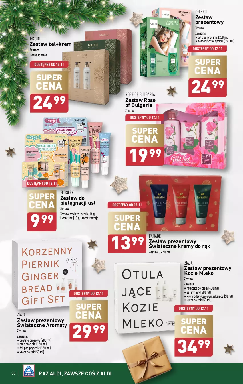 Gazetka promocyjna Aldi - Najlepsze prezenty - ważna 06.11 do 24.12.2024 - strona 38 - produkty: C-Thru, Dezodorant, Fa, Krem do rąk, LG, Mleczko, Mleczko do ciała, Mleko, Mus, Peeling, Zestaw prezentowy, Ziaja