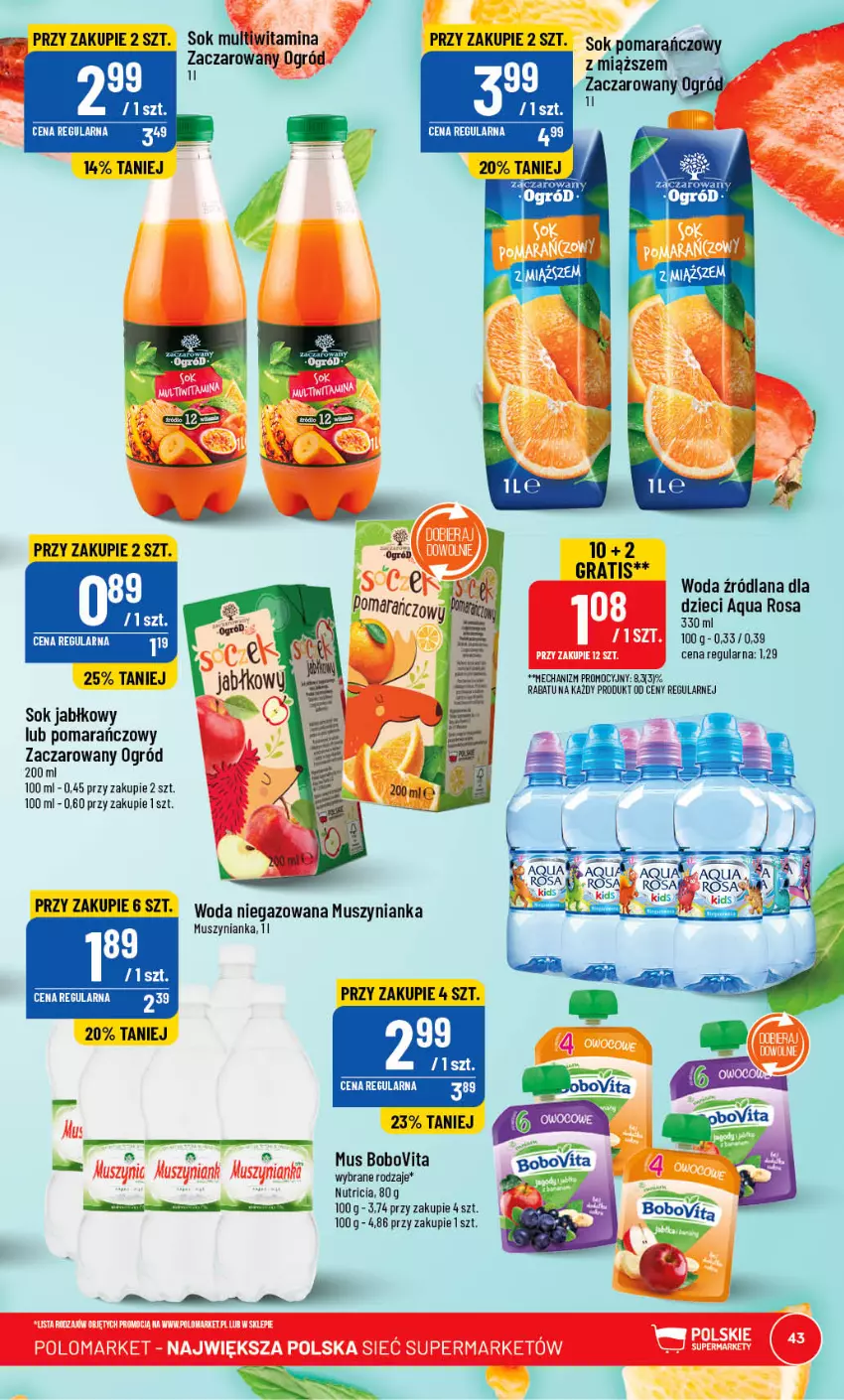 Gazetka promocyjna PoloMarket - Gazetka pomocyjna - ważna 17.05 do 23.05.2023 - strona 43 - produkty: AEG, BoboVita, Dzieci, Gra, LANA, Mus, Muszynianka, Ogród, Sok, Sok jabłkowy, Woda, Woda niegazowana