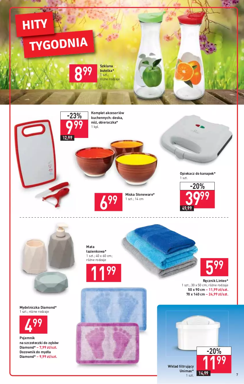 Gazetka promocyjna Stokrotka - Market - ważna 05.08 do 11.08.2021 - strona 7 - produkty: Dozownik, LANA, Mata łazienkowa, Miska, Mydelniczka, Obieraczka, Opiekacz do kanapek, Pojemnik, Ręcznik, Wkład filtrujący