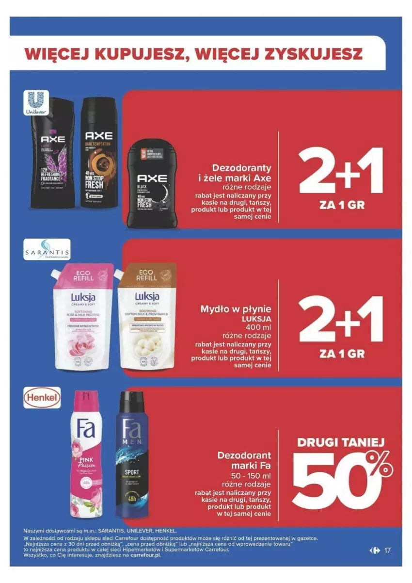 Gazetka promocyjna Carrefour - ważna 21.05 do 25.05.2024 - strona 11 - produkty: Dezodorant, Fa, Luksja, Mydło, Mydło w płynie, Top