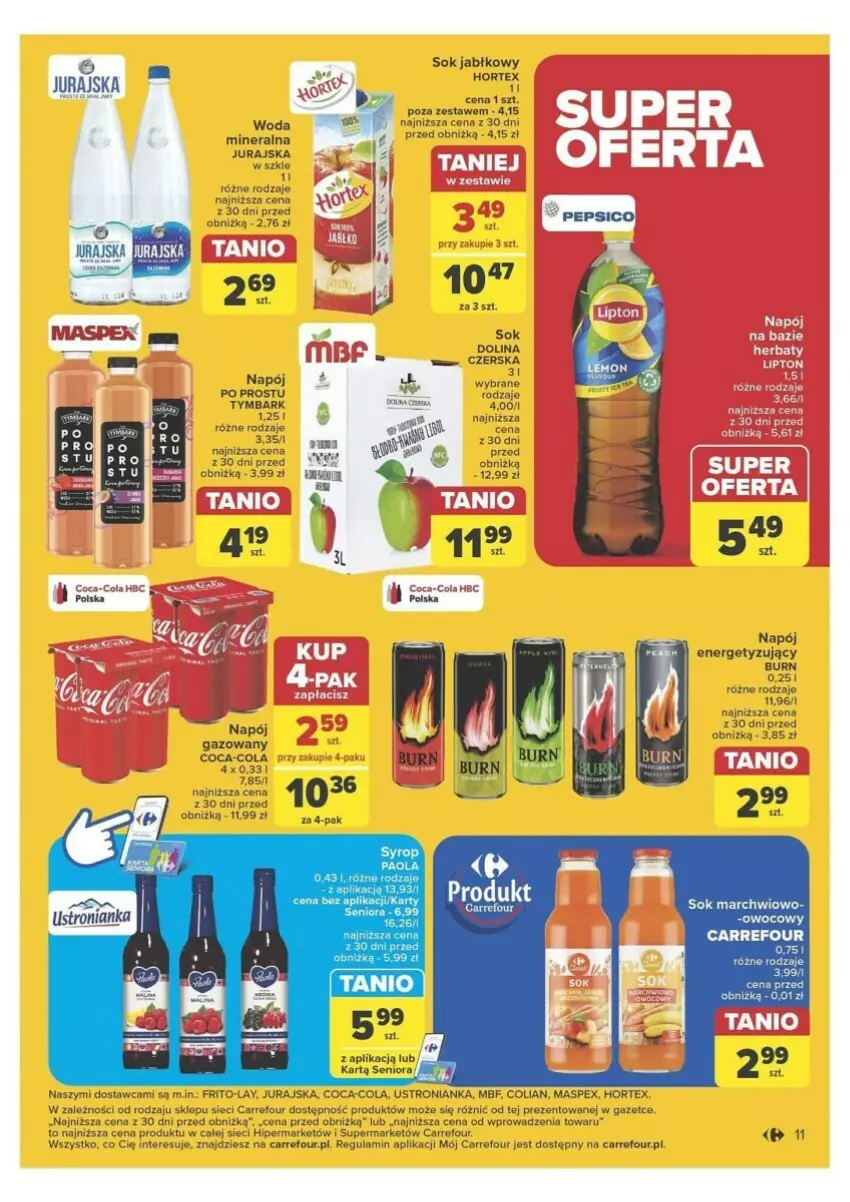 Gazetka promocyjna Carrefour - ważna 21.05 do 25.05.2024 - strona 5 - produkty: Coca-Cola, Hortex, LG, Napój, Sok, Sok jabłkowy, Tymbark, Woda, Woda mineralna