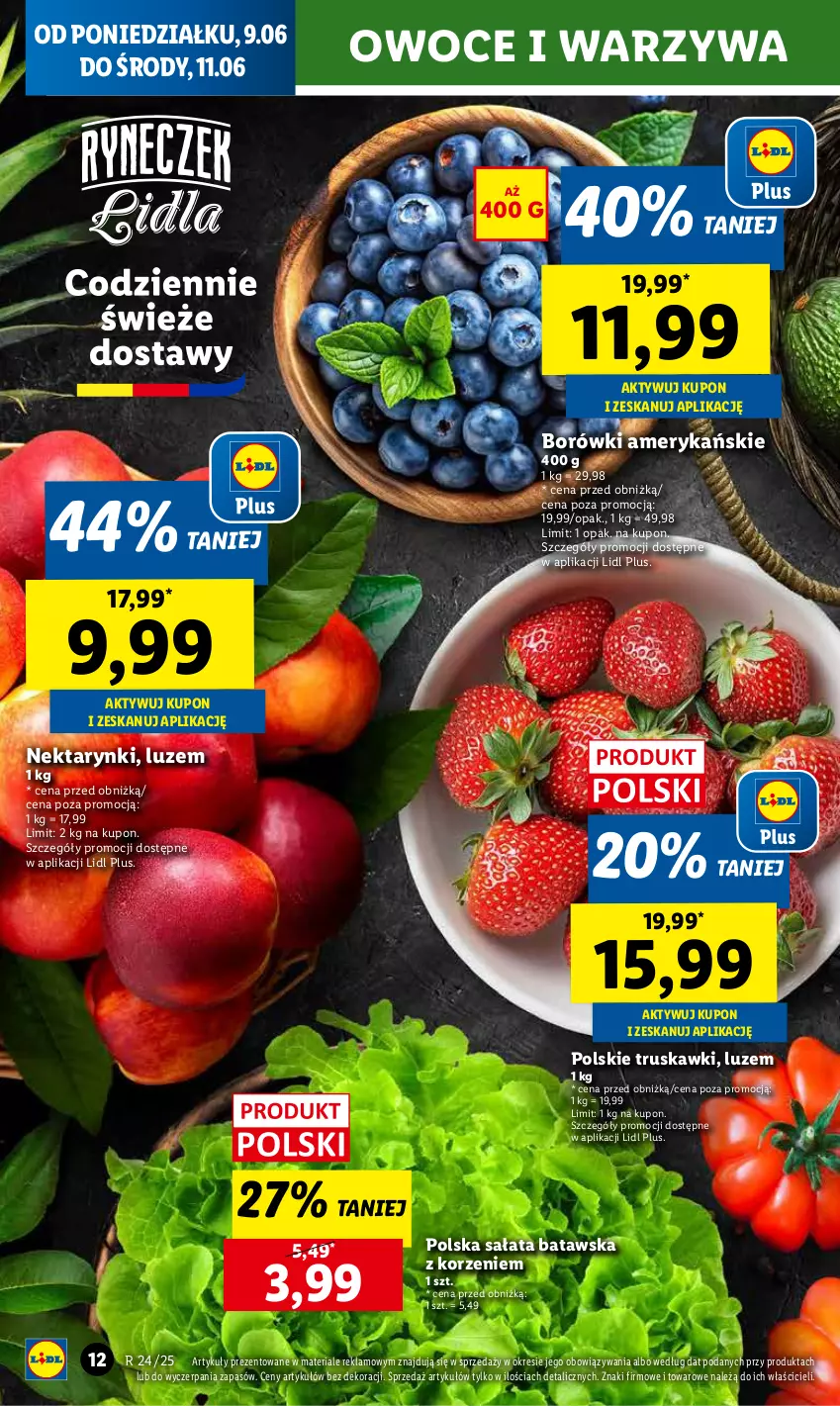 Gazetka promocyjna Lidl - GAZETKA - ważna 09.06 do 11.06.2025 - strona 14 - produkty: Nektar, Owoce, Sałat, Truskawki, Warzywa