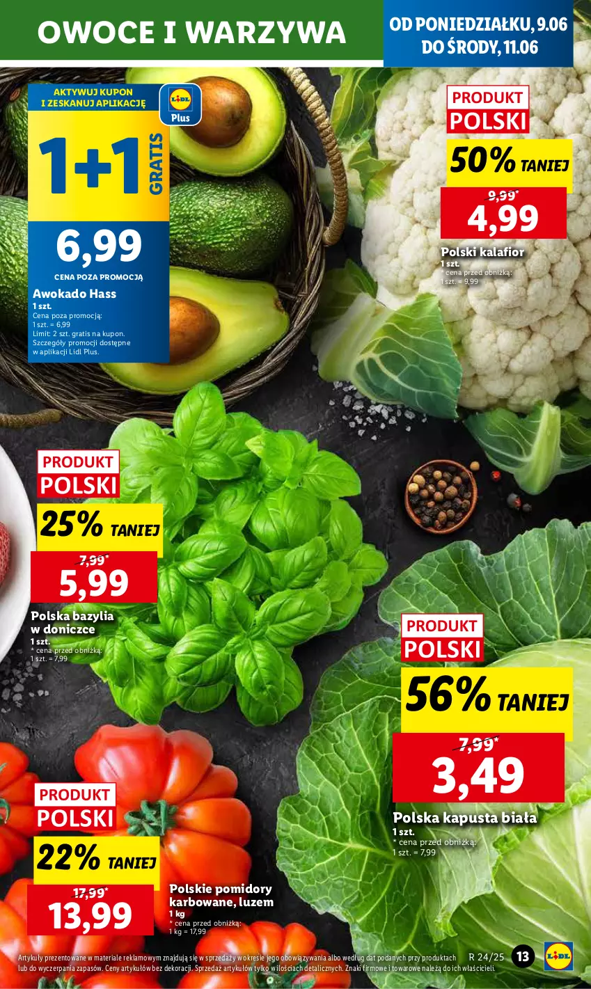 Gazetka promocyjna Lidl - GAZETKA - ważna 09.06 do 11.06.2025 - strona 15 - produkty: Bazyl, Bazylia, Gra, Kalafior, Owoce, Pomidory, Warzywa