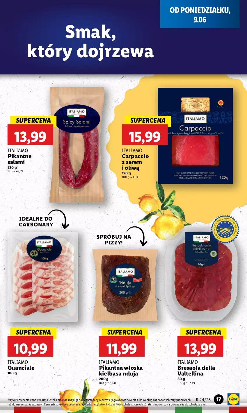 Gazetka promocyjna Lidl - GAZETKA - ważna 09.06 do 11.06.2025 - strona 19 - produkty: Bresaola, Carpaccio, Dell, Kiełbasa, Salami, Ser
