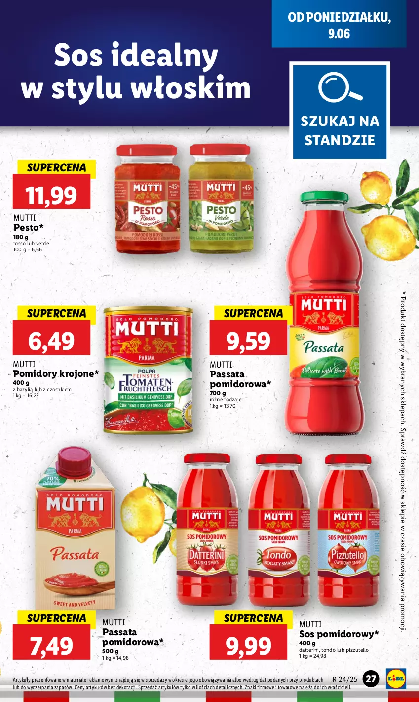Gazetka promocyjna Lidl - GAZETKA - ważna 09.06 do 11.06.2025 - strona 29 - produkty: Bazyl, Pesto, Pomidory, Pomidory krojone, Sos, Sos pomidorowy