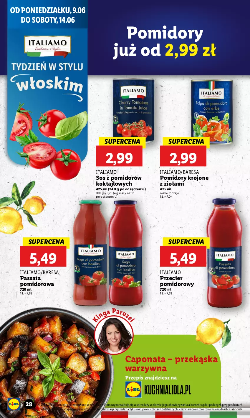 Gazetka promocyjna Lidl - GAZETKA - ważna 09.06 do 11.06.2025 - strona 30 - produkty: Pomidory, Pomidory krojone, Sos