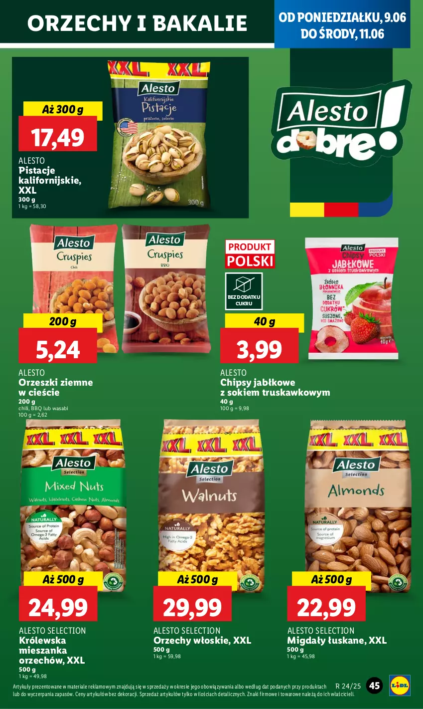 Gazetka promocyjna Lidl - GAZETKA - ważna 09.06 do 11.06.2025 - strona 51 - produkty: Chipsy, Migdały, Migdały łuskane, Orzechy włoskie, Orzeszki, Orzeszki ziemne, Pistacje, Sok, Wasa