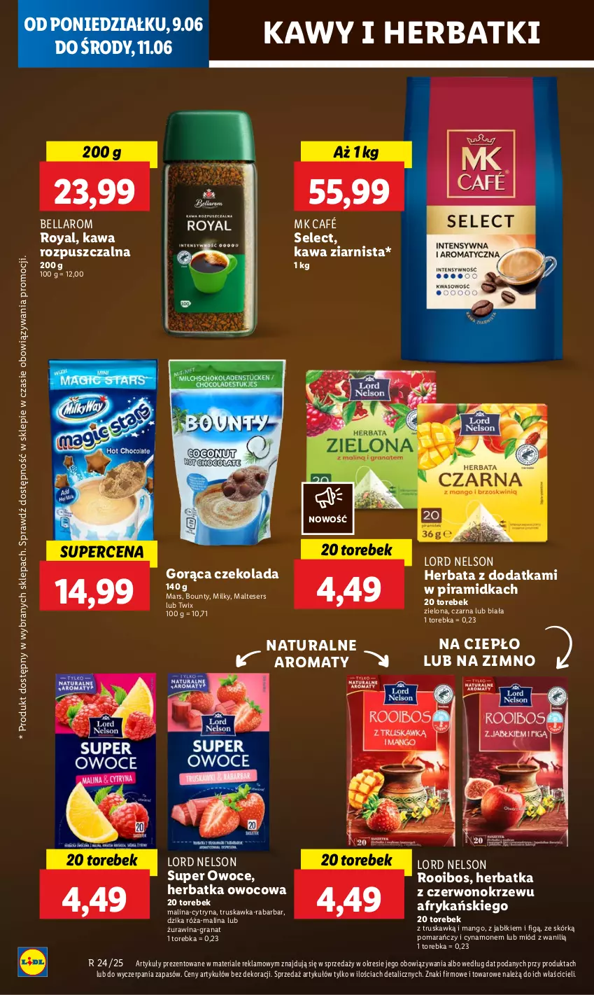 Gazetka promocyjna Lidl - GAZETKA - ważna 09.06 do 11.06.2025 - strona 54 - produkty: Bell, Bella, Bounty, Czekolada, Dzika róża, Gra, Granat, Herbata, Kawa, Kawa rozpuszczalna, Kawa ziarnista, Mango, Mars, Miód, Owoce, Róża, Ser, Torebka, Twix