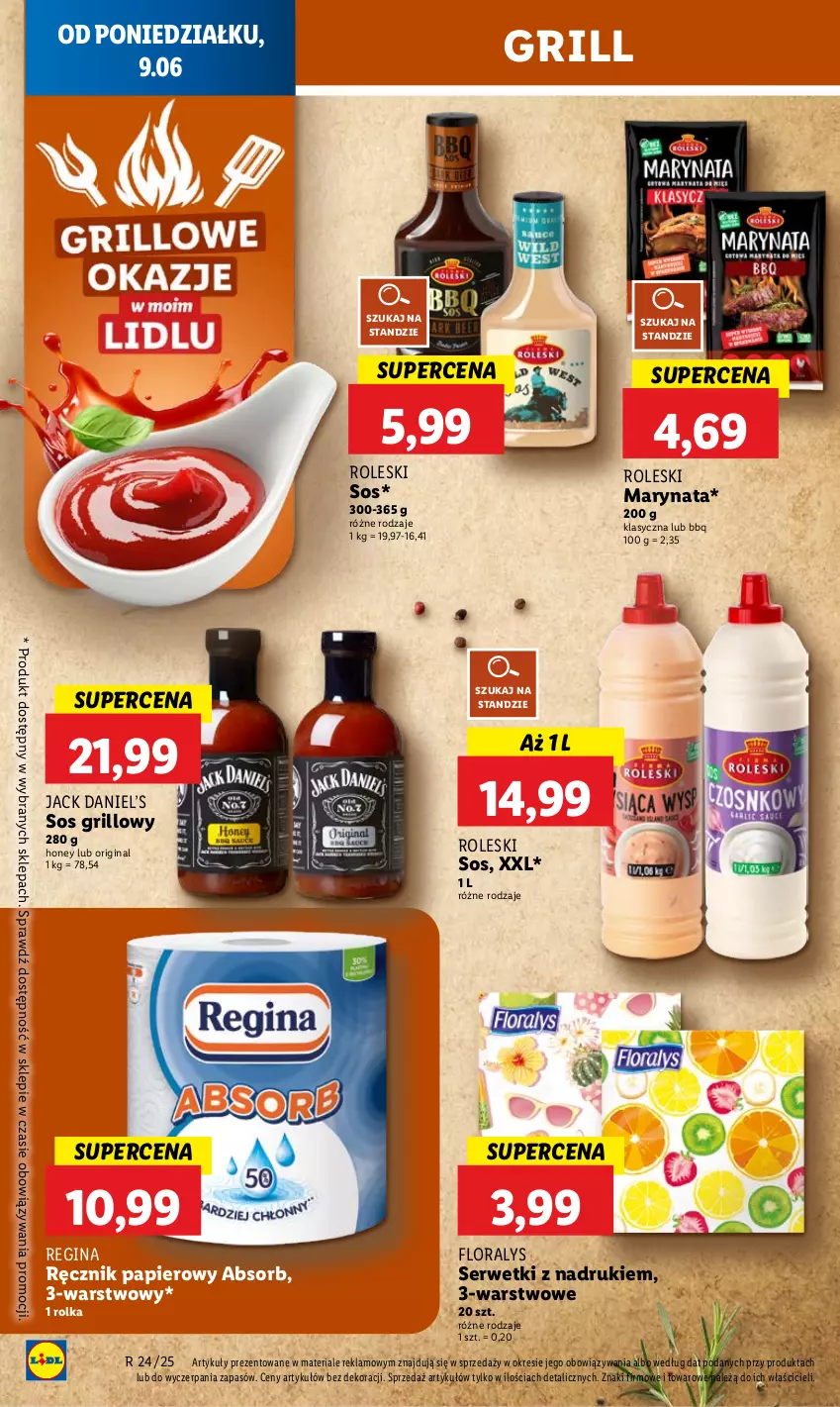 Gazetka promocyjna Lidl - GAZETKA - ważna 09.06 do 11.06.2025 - strona 56 - produkty: Flora, Gin, Grill, Papier, Ręcznik, Ser, Serwetki, Sos