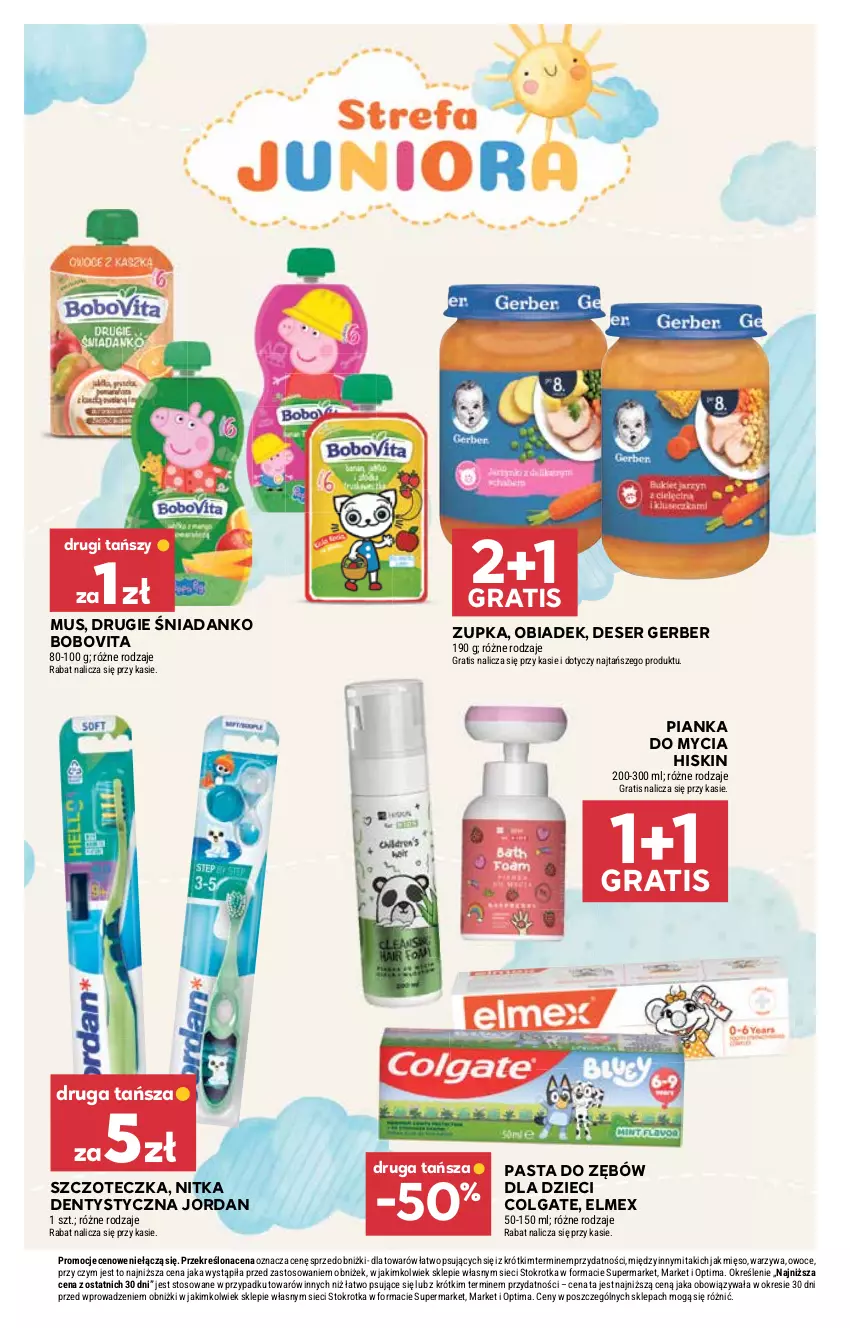 Gazetka promocyjna Stokrotka - Market - ważna 27.08 do 02.09.2026 - strona 32 - produkty: BoboVita, Colgate, Deser, Dzieci, Elmex, Gerber, Gra, LG, Mięso, Mus, Optima, Owoce, Pasta do zębów, Ser, Szczoteczka, Warzywa