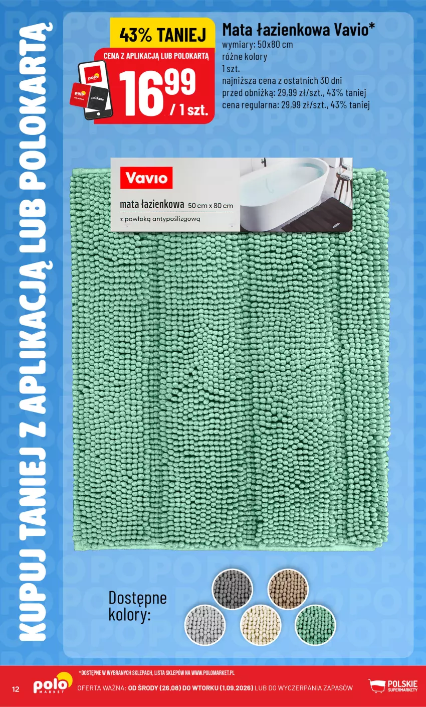 Gazetka promocyjna PoloMarket - Katalog Kupuj taniej z POLOappką - ważna 26.08 do 01.09.2026 - strona 12 - produkty: Mata łazienkowa