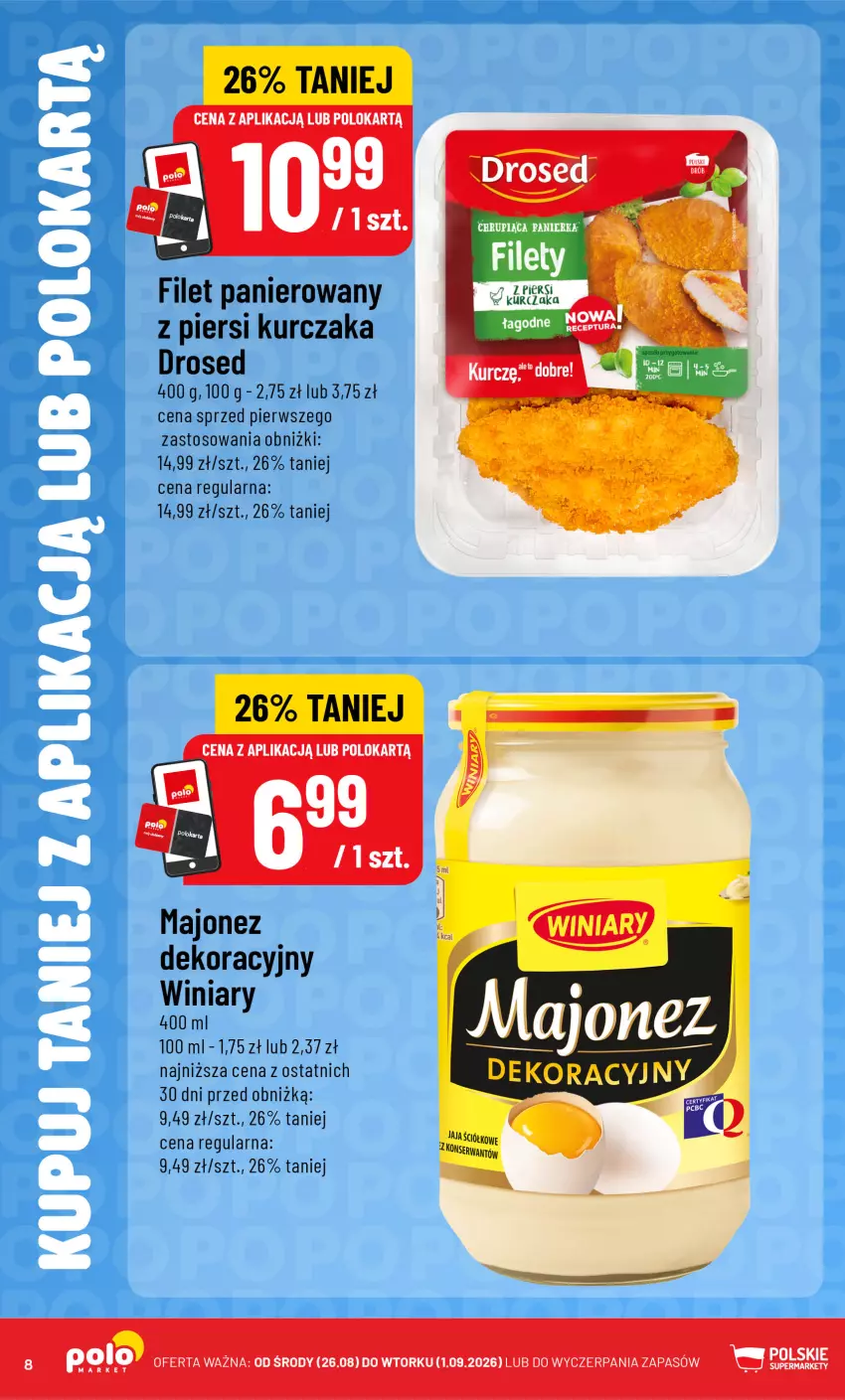 Gazetka promocyjna PoloMarket - Katalog Kupuj taniej z POLOappką - ważna 26.08 do 01.09.2026 - strona 8 - produkty: Filet panierowany, Jaja, Kurczak, Majonez, Ser, Winiary