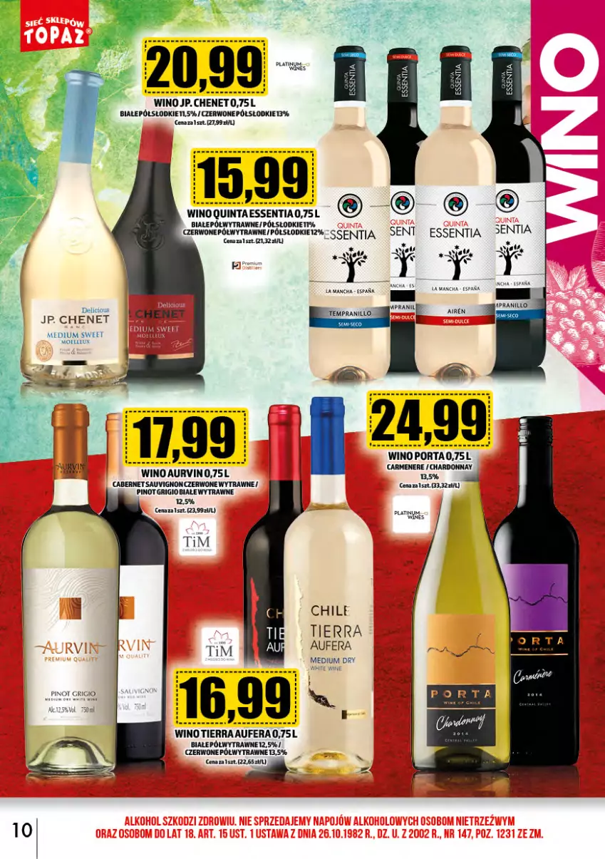 Gazetka promocyjna Topaz - Gazetka - ważna 02.05 do 31.05.2024 - strona 10 - produkty: Cabernet Sauvignon, Chardonnay, Pinot Grigio, Por, Wino