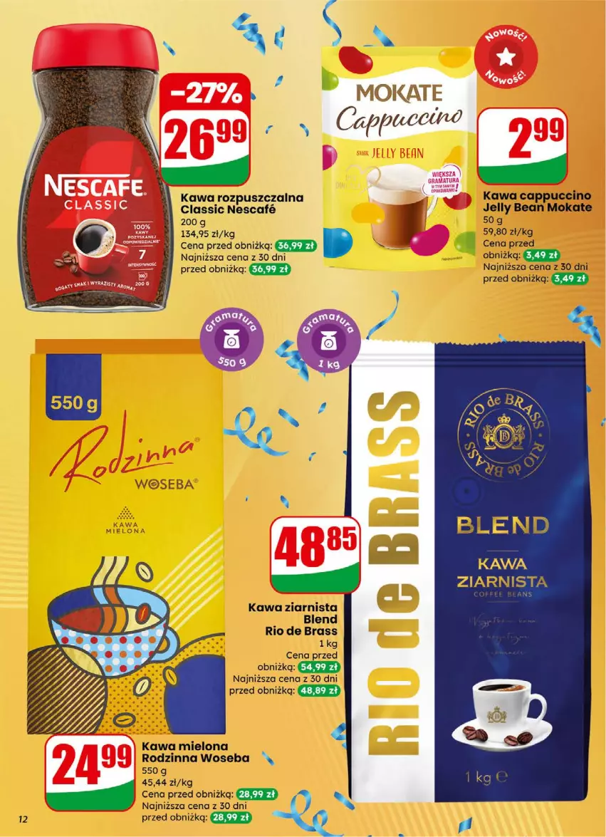 Gazetka promocyjna Dino - Gazetka 01 / 2026 - ważna 31.12.2025 do 05.01.2026 - strona 12 - produkty: Cappuccino, Kawa, Kawa mielona, Kawa ziarnista, Woseba