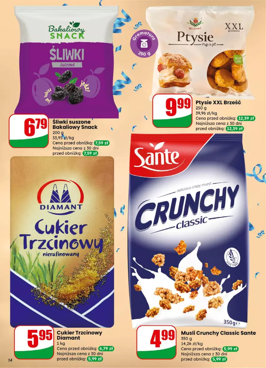 Gazetka promocyjna Dino - Gazetka 01 / 2026 - ważna 31.12.2025 do 05.01.2026 - strona 14 - produkty: Cukier, Cukier trzcinowy, Diamant, Gra, Mus, Rama, Sante