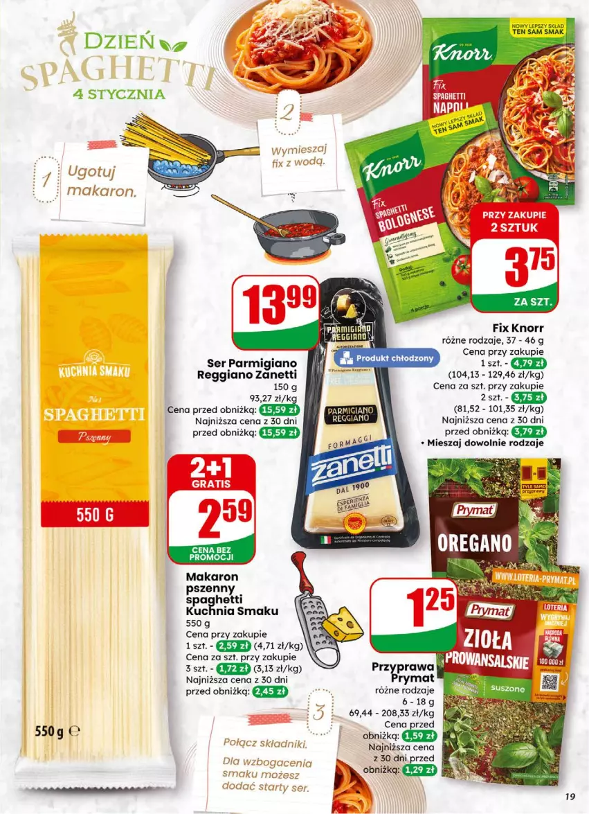 Gazetka promocyjna Dino - Gazetka 01 / 2026 - ważna 31.12.2025 do 05.01.2026 - strona 19 - produkty: Knorr, Makaron, Ser, Spaghetti