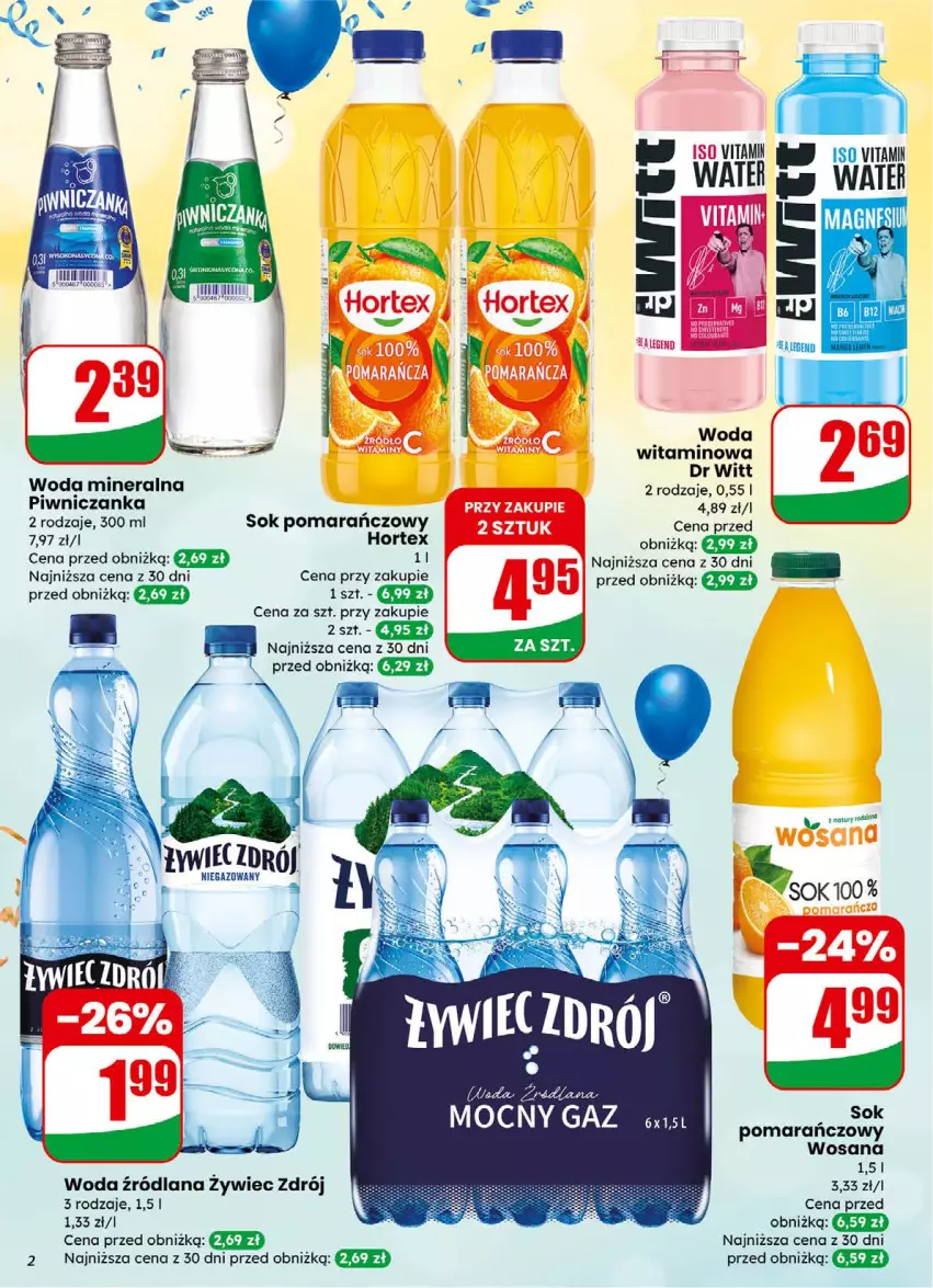 Gazetka promocyjna Dino - Gazetka 01 / 2026 - ważna 31.12.2025 do 05.01.2026 - strona 2 - produkty: Hortex, LANA, Sok, Sok pomarańczowy, Woda, Woda mineralna, Wosana